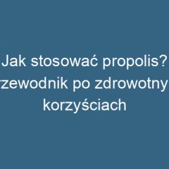 Jak stosować propolis? Przewodnik po zdrowotnych korzyściach